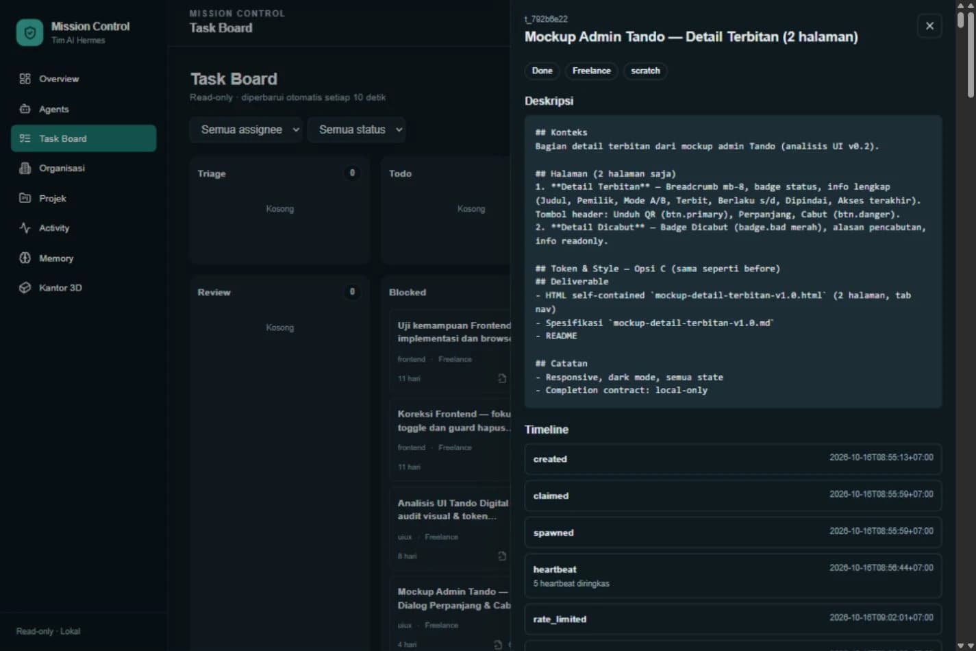 Task inspection, original application interface, real local data.