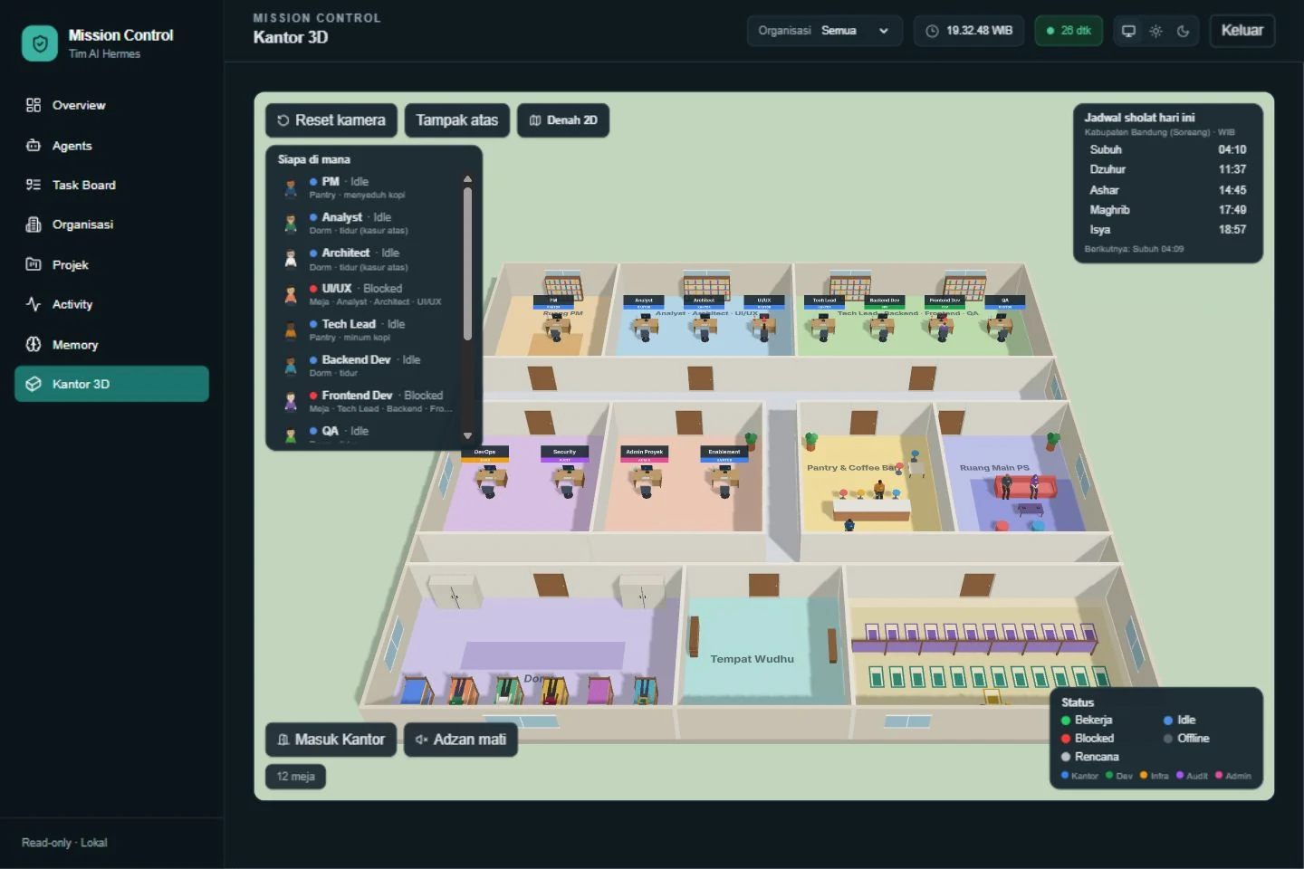Tim AI Hermes application interface, real local application.
