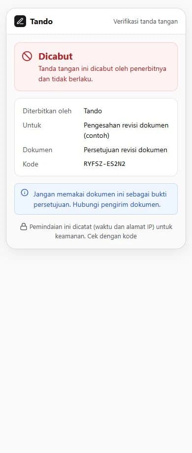 Revoked verification, original application interface, fictional data.