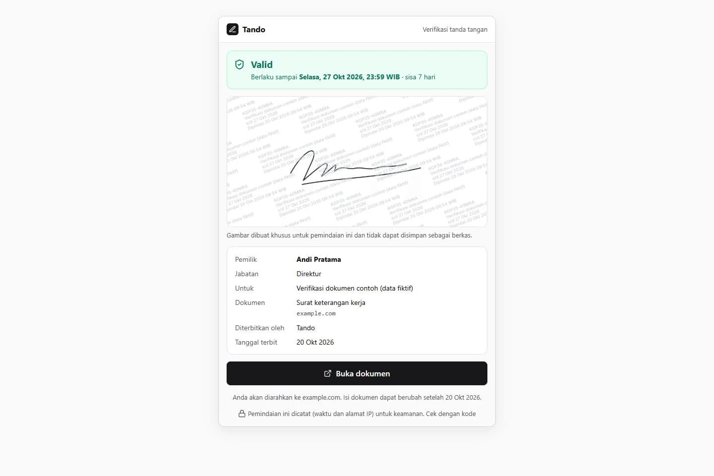 Valid verification, original application interface, fictional data.